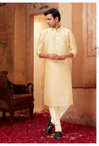 Joban Fashion Light Beige Art Silk Kurta Pyjama | Grocsy