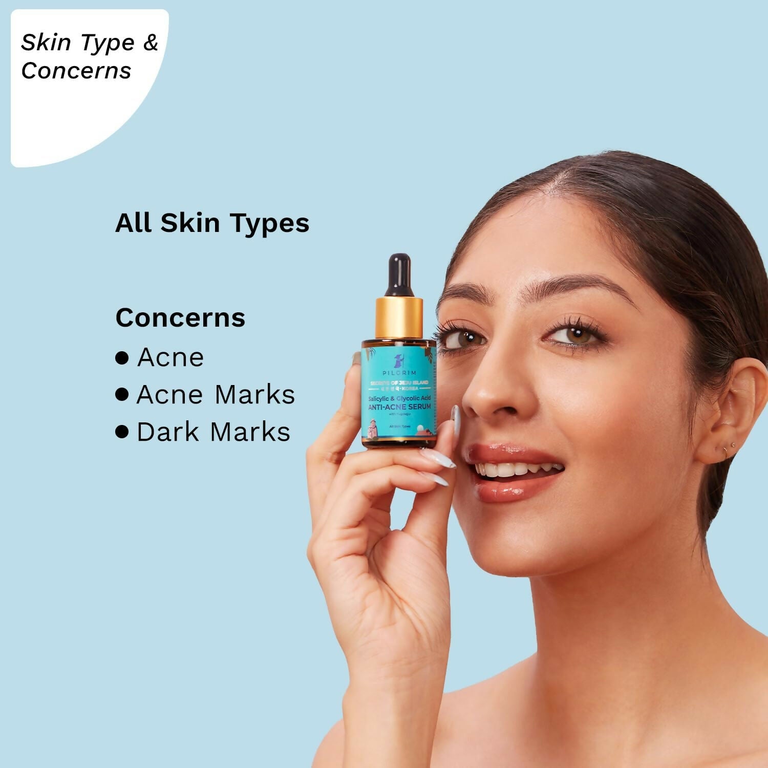 Pilgrim Korean Salicylic Acid 1% + Glycolic Acid 3% Anti Acne Serum For Oily & Acne Prone Skin - Korean Skin Care | Grocsy