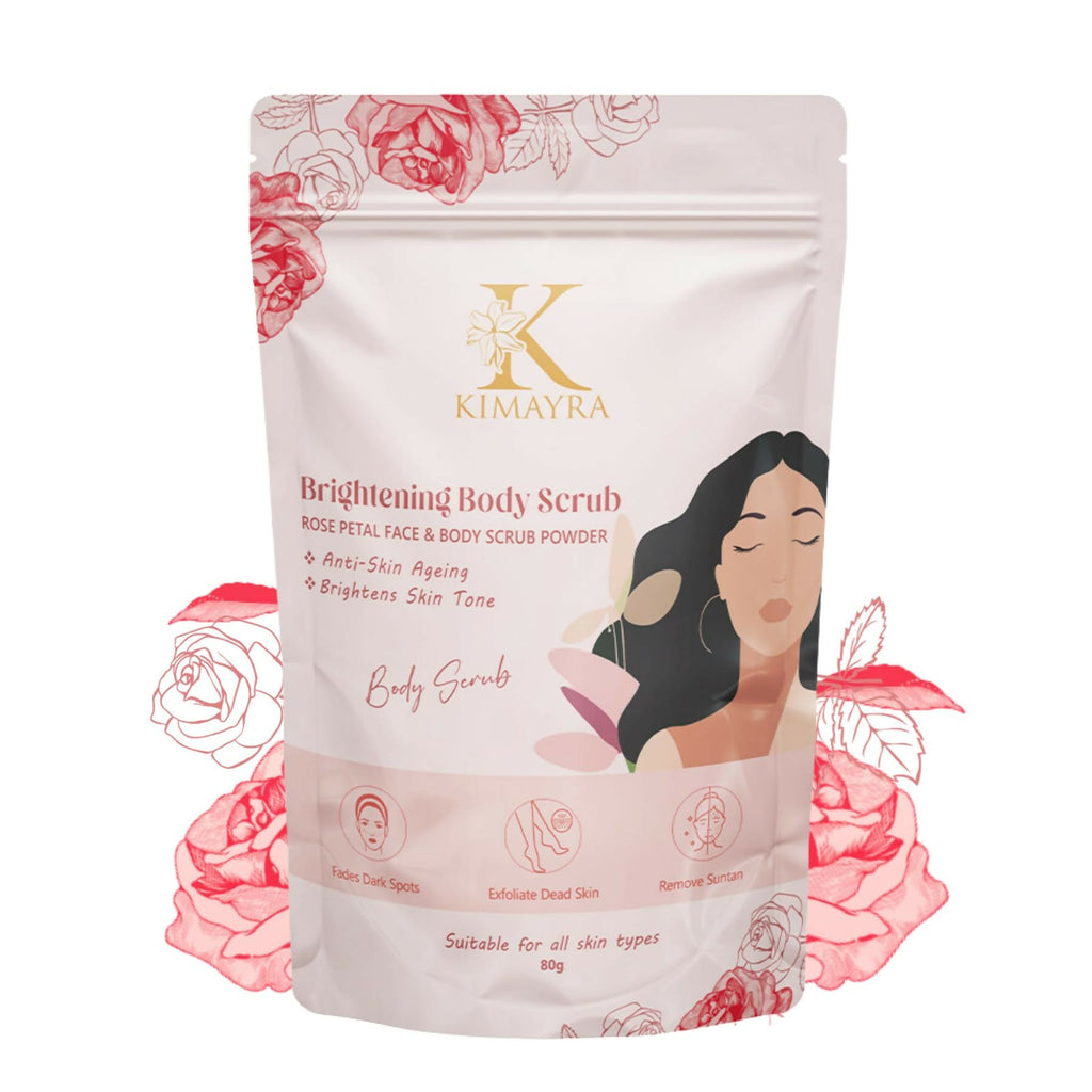 Kimayra Natural Rose Petal Face & Body Scrub For Brightening Skin, Help in Reduce Fine Lines, Wrinkles & Blemishes | Grocsy