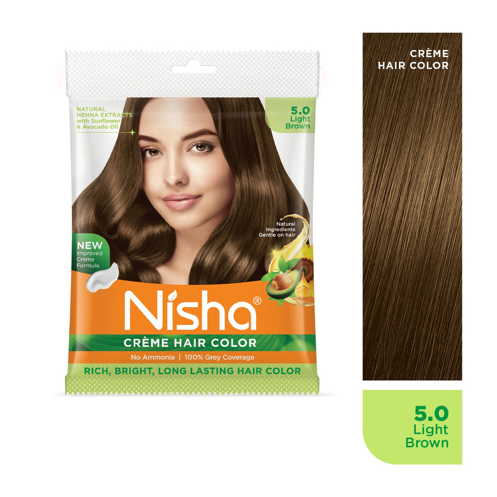 Nisha Creme Hair Color for Women - Light Brown | Grocsy