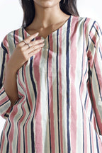 Breathables Women’S Pink Cotton Stripes Loungewear Co-Ord Set | Grocsy