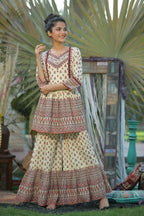 Juniper Women Cream Cambric Printed A-Line Tunic | Grocsy
