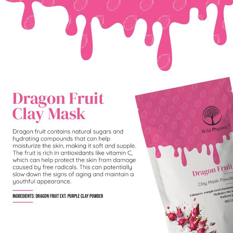 Wild Organic Dragon Fruit Clay Mask Powder | Grocsy
