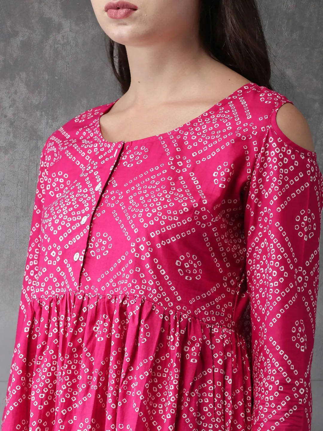 Vamika Pink Cotton Printed Party/Casual Wear Kurti | Grocsy