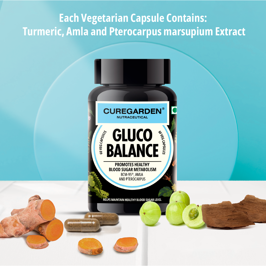 Curegarden Natural Gluco Balance Veg Capsules | Grocsy