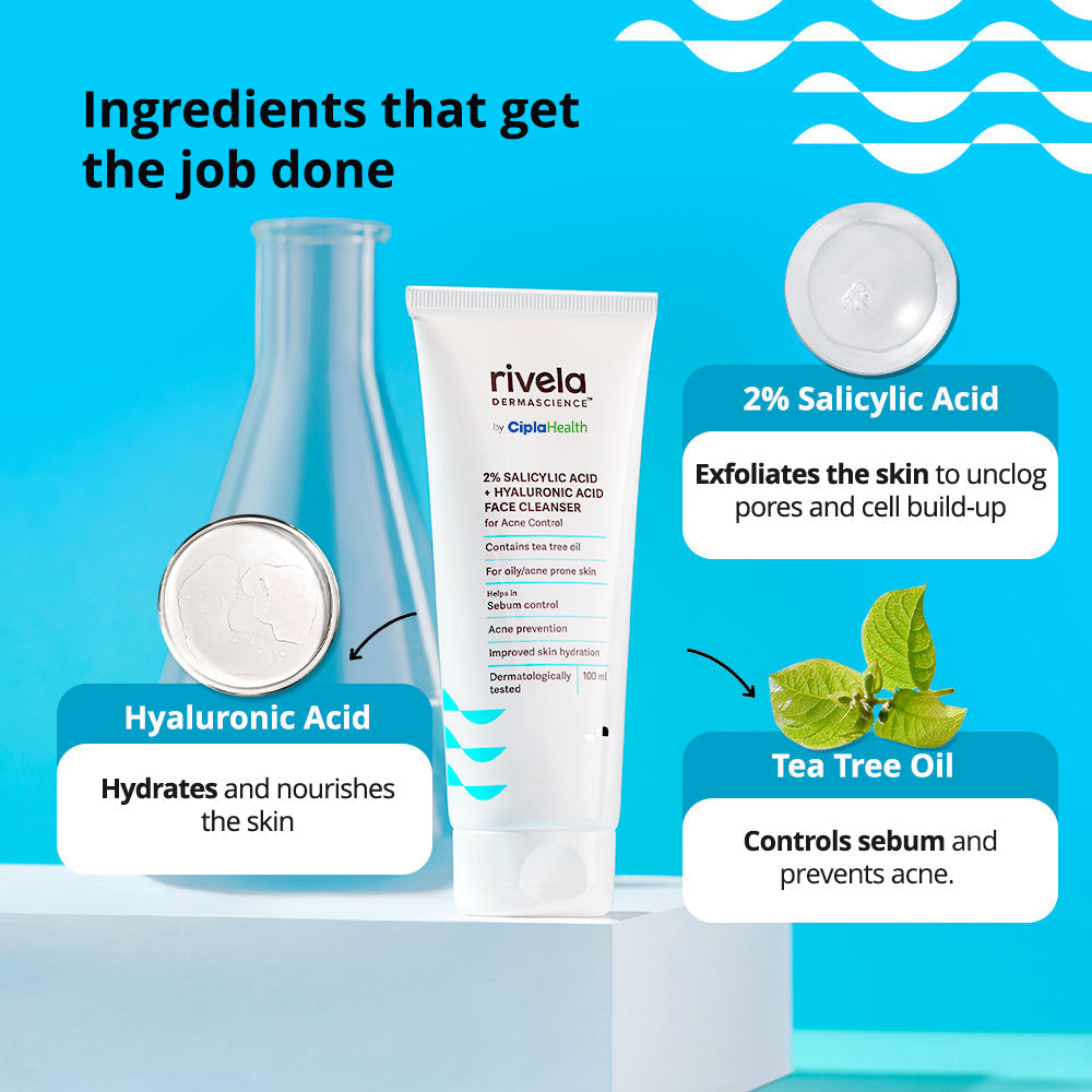 Rivela 2% Salicylic Acid + Hyaluronic Acid Face Cleanser | Grocsy