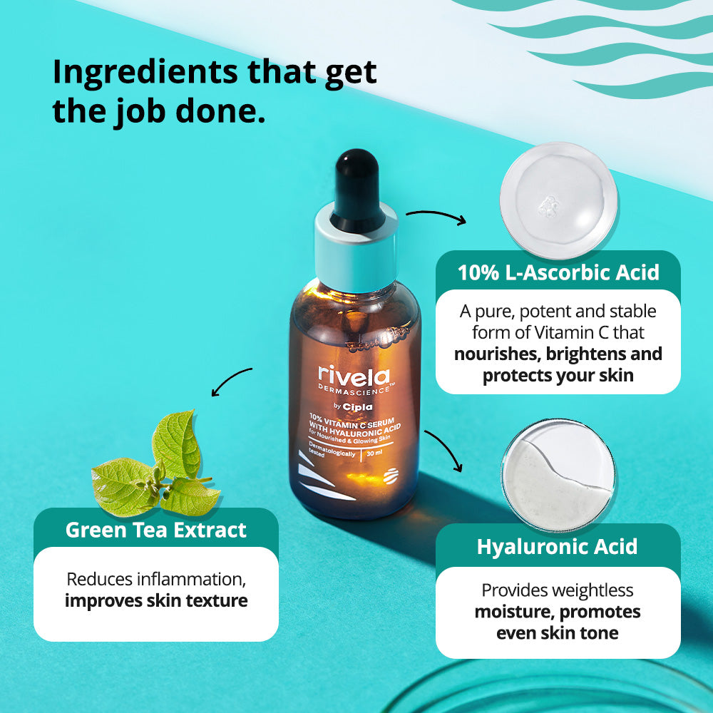 Rivela 10% Vitamin C Serum with Hyaluronic Acid | Grocsy