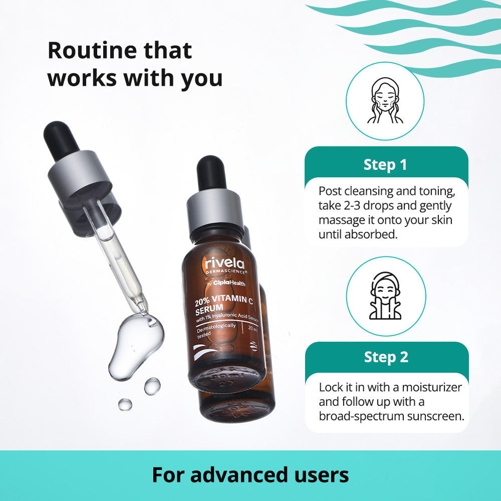 Rivela 20% Vit C Serum with 1% Hyaluronic Acid | Grocsy