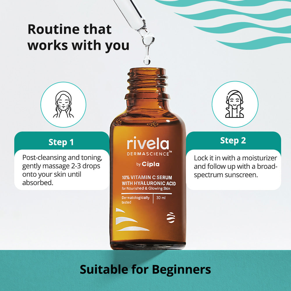 Rivela 10% Vitamin C Serum with Hyaluronic Acid | Grocsy