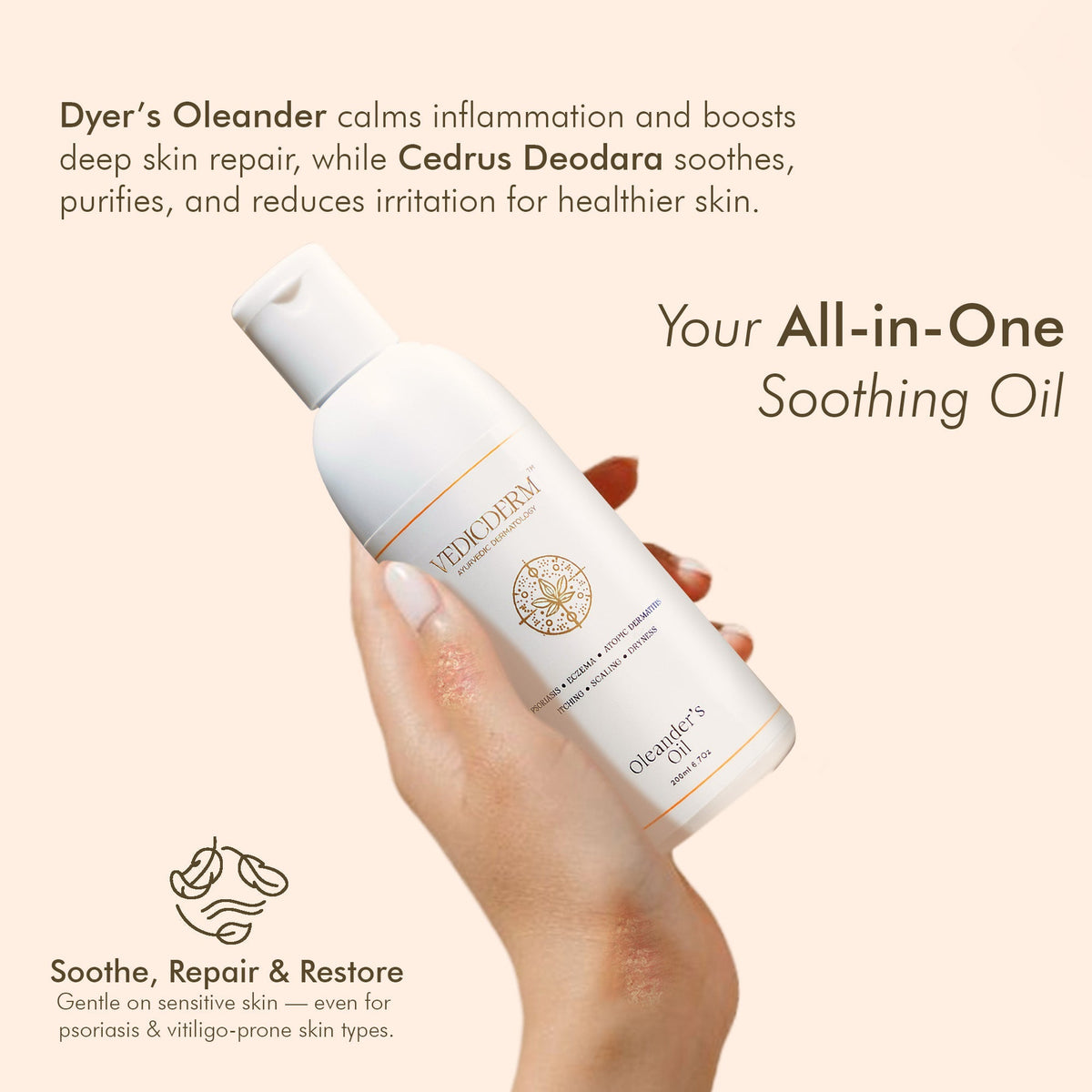 VedicDerm Oleander's Oil for Psoriasis, Eczema, and Atopic Dermatitis | Grocsy