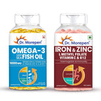 Dr Morpen Iron & Zinc + Omega-3 Deep Sea Fish Oil 1000Mg Combo | Grocsy
