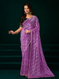 Joban Fashion Lavender Net Party Wear Sarees | Grocsy