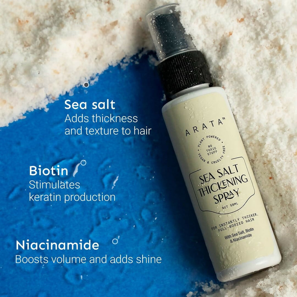 Arata Sea Salt Volumizing Hair Spray Infused with Niacinamide, Biotin & Sea Salt For Instantly Thicker, Full-Bodied Hair | Grocsy