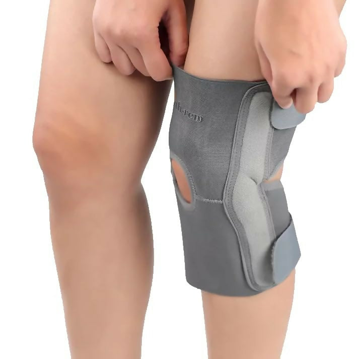 Orth-rem Grey Elastic Knee Support Brace With Side Stabilizer- Large | Grocsy