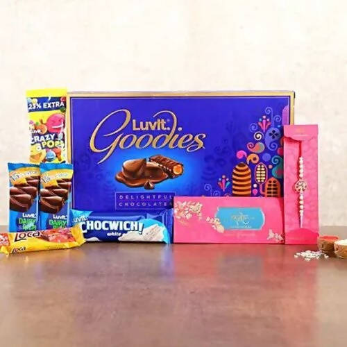 Evil Eye Rakhi & LuvIt Goodies Chocolate Box | Grocsy