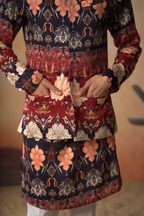 Blossom Print Cotton Nehru Jacket Set by Hilo Design | Grocsy