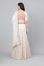 Pearl White Georgette Sequins Embroidery with Mirror work Lehenga Choli with Dupatta - Jivika | Grocsy