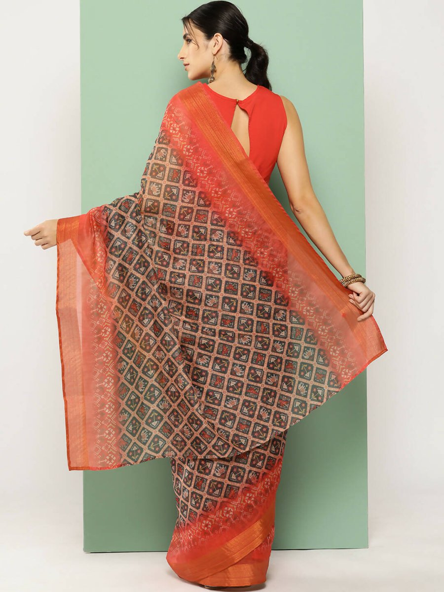 Ahalyaa Women's Traditional wear Saree - Green | Grocsy