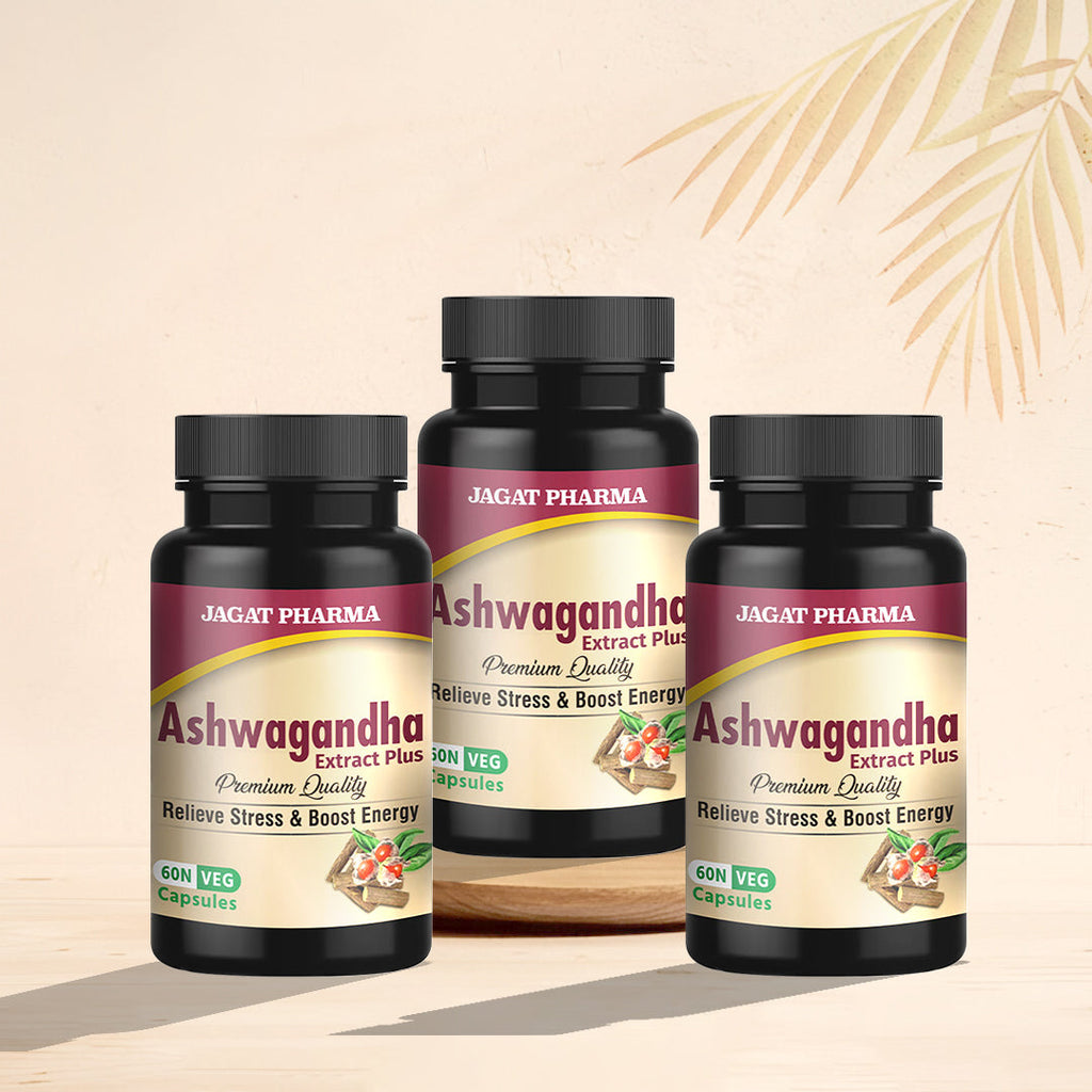 Jagat Pharma Ashwagandha Capsules | Helps Relieve Stress and Anxiety | Grocsy
