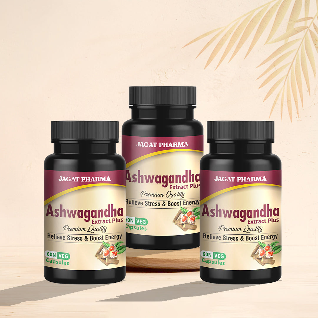 Jagat Pharma Ashwagandha Capsules | Helps Relieve Stress and Anxiety | Grocsy