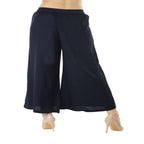 Lagi Women's Navy Blue Solid Palazzo (PLZ01B) | Grocsy