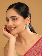 Nuyug 22K Gold Plated Turquoise Embrace Earrings | Grocsy