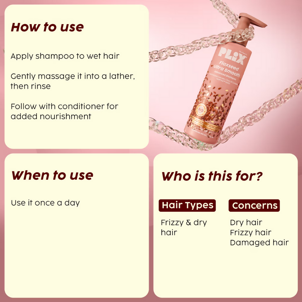 PLIX The Plant Fix Flaxseed Ultrasmooth Advanced Shampoo | Grocsy