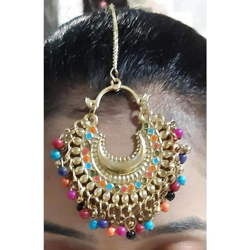 MS Fashion India Latest Fashion Multicolor Pearls And Design Maang Tikka | Grocsy