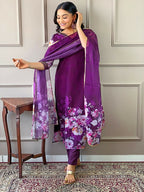 Partywear Designer Tebby Wine Stitched Suit With Dupatta - Tanisha | Grocsy