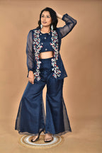Morchari Women Hand Embroidery Crop Top-Blue | Grocsy