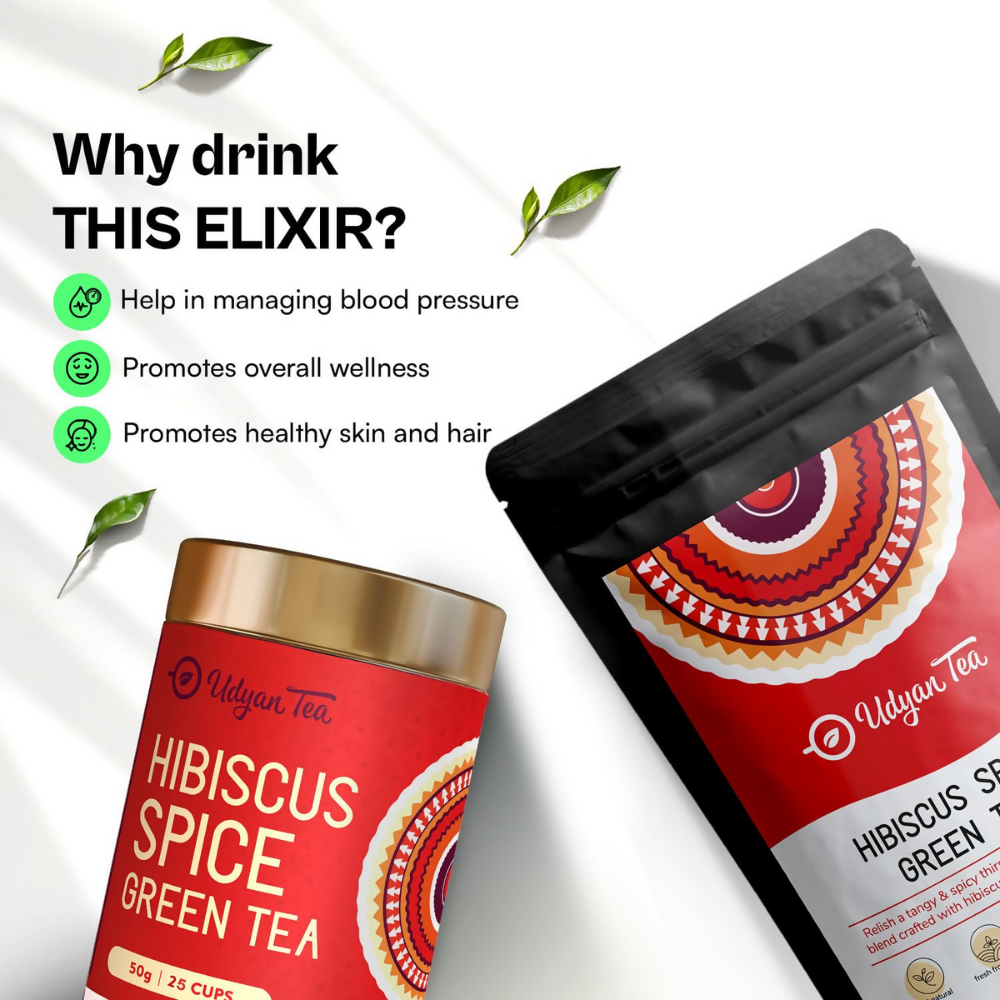 Udyan Tea Hibiscus Spice Green Tea | Grocsy