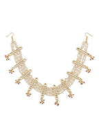 White Gold-Polished Kundan-Studded Beaded Matha Patti - Ruby Raang | Grocsy