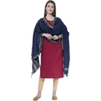 A R Silk Navy Blue Color Golden Border Dupattas and Chunnis | Grocsy