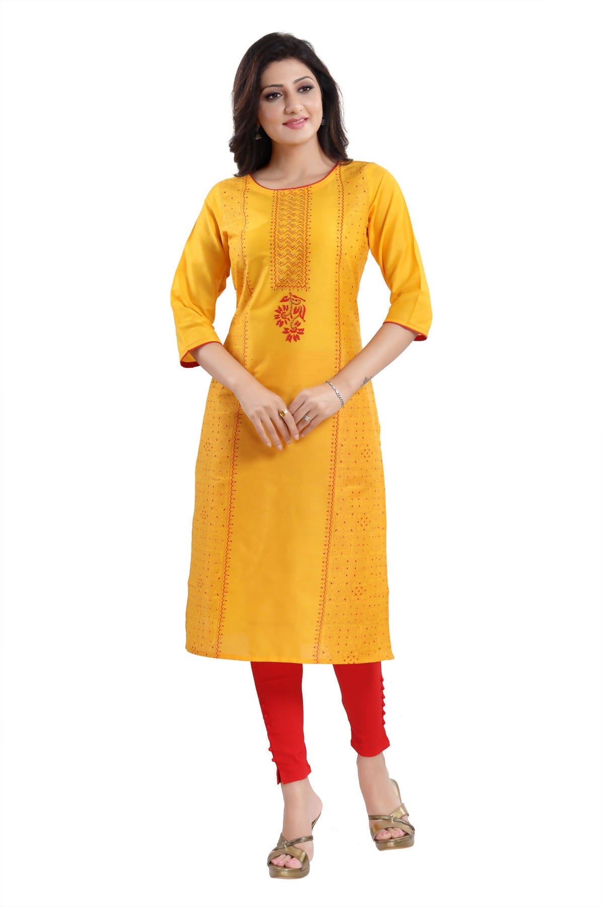 Snehal Creations Cotton Silk Printed Long Kurti With Sequence Highlight | Grocsy