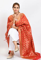 Mominos Fashion Moeza Women's Banarsi Silk All Over Woven Design Red Dupatta | Grocsy