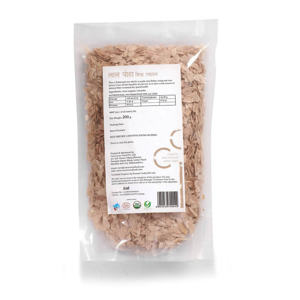 Conscious Food Organic Red Rice Flakes (Red Poha) | Grocsy