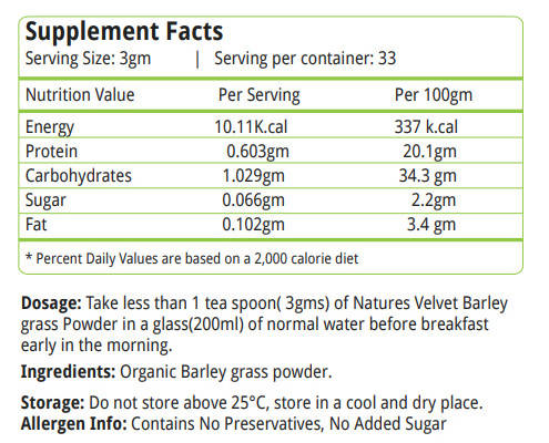 Nature's Velvet Barley Grass Powder | Grocsy