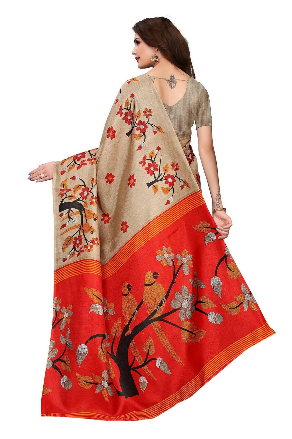Vamika Chiku Kalamkari With Jhalar Khadi Silk Saree | Grocsy