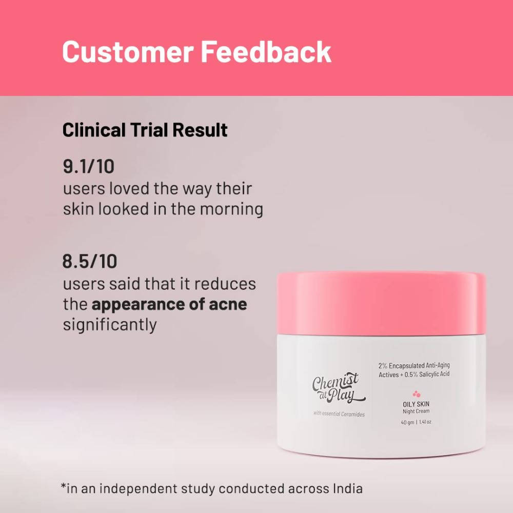 Chemist At Play Oily Skin Night Cream For Oily & Acne-Prone Skin, Controls Excess Sebum | Grocsy