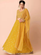 Tulsi Art Attractive Yellow Sequins Georgette Haldi Wear Lehenga Choli | Grocsy