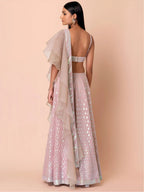 Tulsi Art Astonishing Pink Embroidered Georgette Party Wear Lehenga Choli | Grocsy
