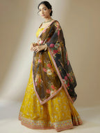 Tulsi Art Awesome Yellow Sequins Georgette Festival Wear Lehenga Choli | Grocsy
