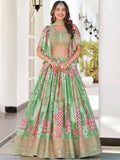 Tulsi Art Gorgeous Pista Green Chinon Dori Embroidered Lehenga Choli | Grocsy