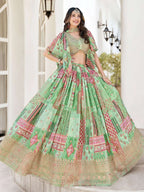 Tulsi Art Gorgeous Pista Green Chinon Dori Embroidered Lehenga Choli | Grocsy