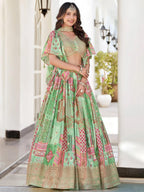 Tulsi Art Gorgeous Pista Green Chinon Dori Embroidered Lehenga Choli | Grocsy