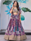 Tulsi Art Adorable Purple Chinon Zari Work Bridesmaid Lehenga Choli With Dupatta | Grocsy