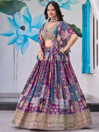 Tulsi Art Adorable Purple Chinon Zari Work Bridesmaid Lehenga Choli With Dupatta | Grocsy