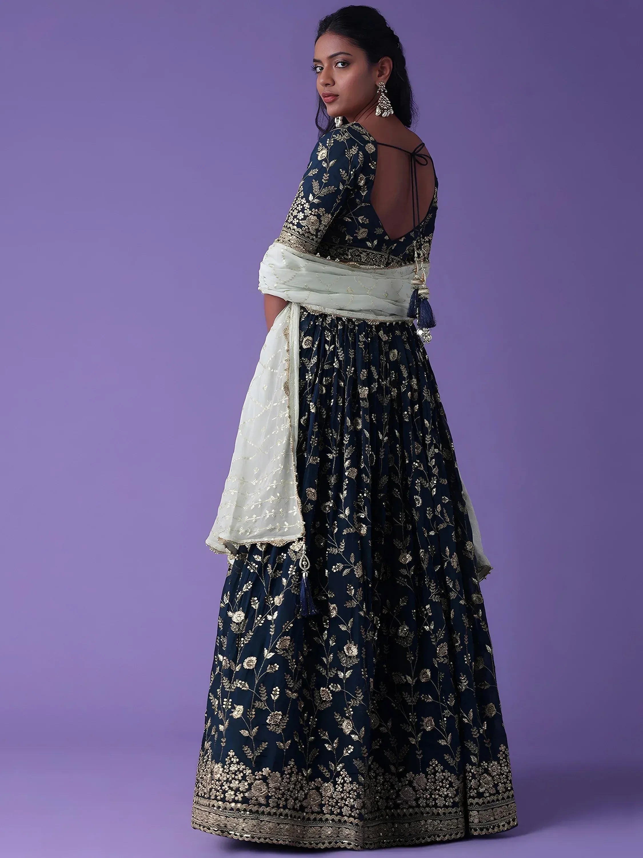 Tulsi Art Pretty Blue Dori Work Georgette Wedding Lehenga Choli With Dupatta | Grocsy