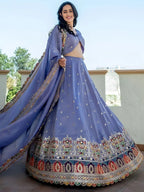 Tulsi Art Beautiful Lavender Silk Sequins Embroidered Lehenga Choli With Dupatta | Grocsy