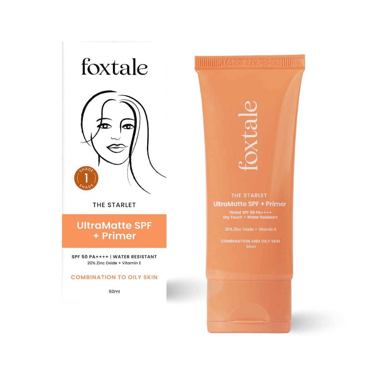 Foxtale Tinted Sunscreen SPF 50 PA++++ & Primer Shade 1 - Deep, Water Resistant with Dry-Touch Finish, Blurs Out Pores | Grocsy